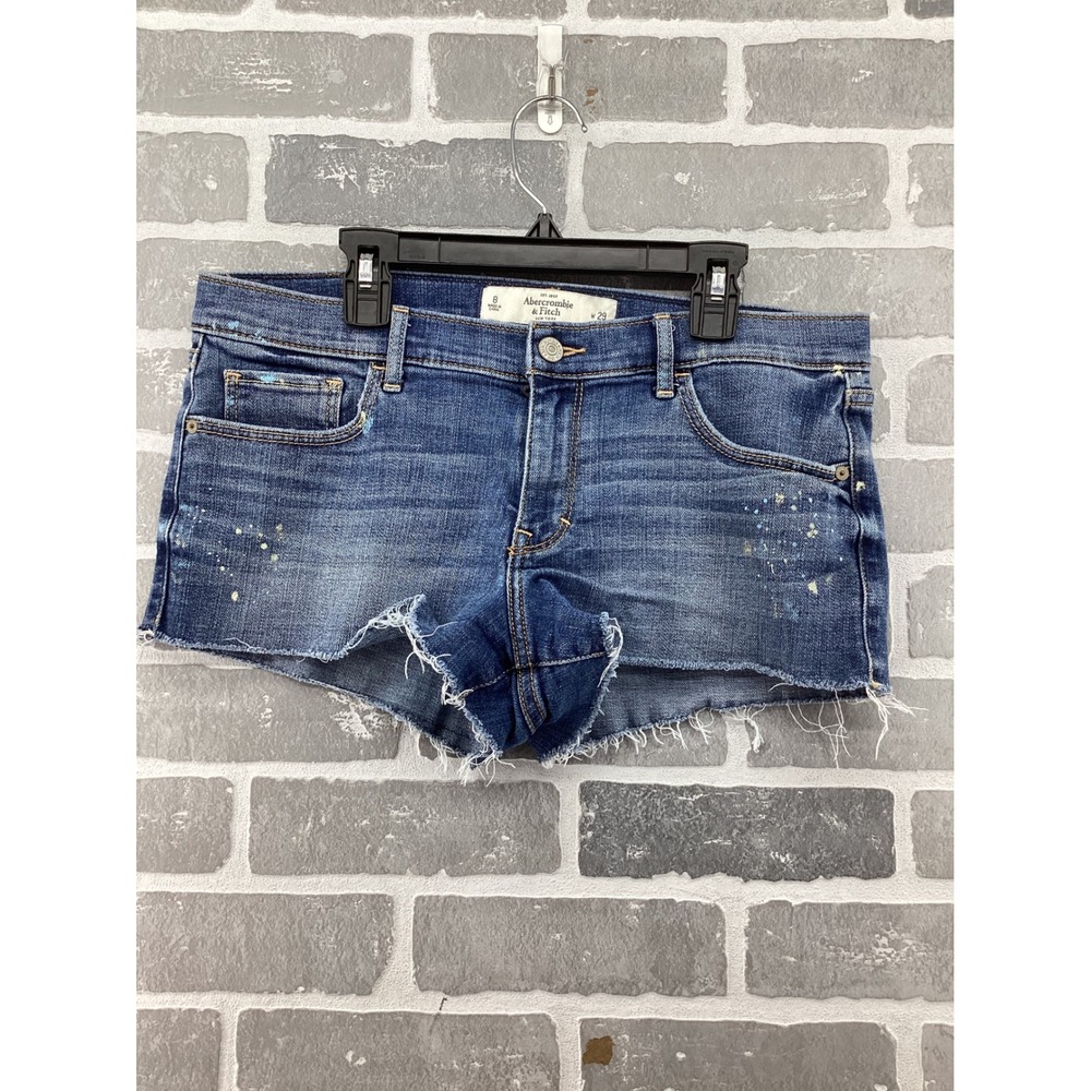 Abercrombie & Fitch Paint Splatter Denim Cut Off Micro Shorts  Size 8 W29
